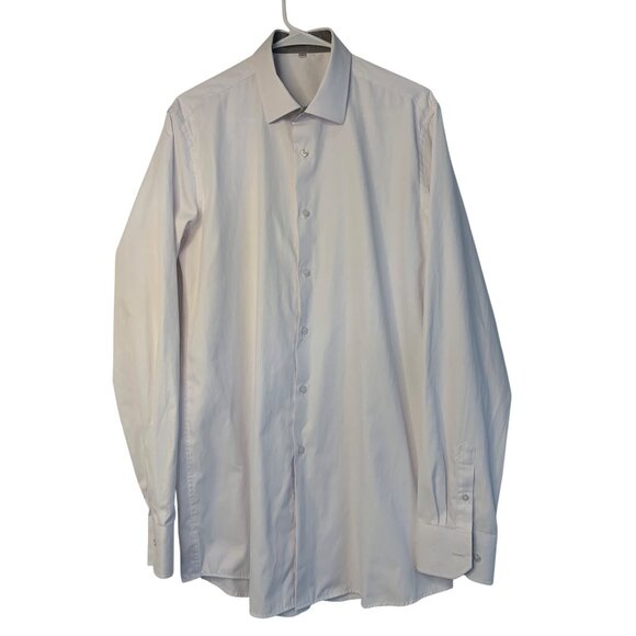 Vitarelli Mens White Dress Shirt 16.5 L Spread Collar Trim Fit Italy RN10518 - Picture 3 of 9